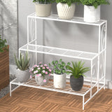 Indoor Rectangular Metal Frame Mesh Plant Stand White Image - 10