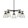 Industrial 2 Tiers Clear Glass Cone Black Chandelier Image - 1