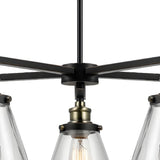Industrial 2 Tiers Clear Glass Cone Black Chandelier Image - 3