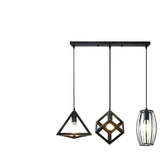 Industrial 3 Light Metal Black Cube Pendant Light Image - 7