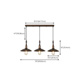 Industrial 3-Light Scalloped Island Pendant Light #size