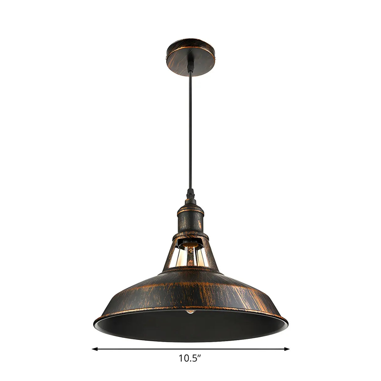 Industrial Aged Silver Rust Metal Barn Pendant Light 