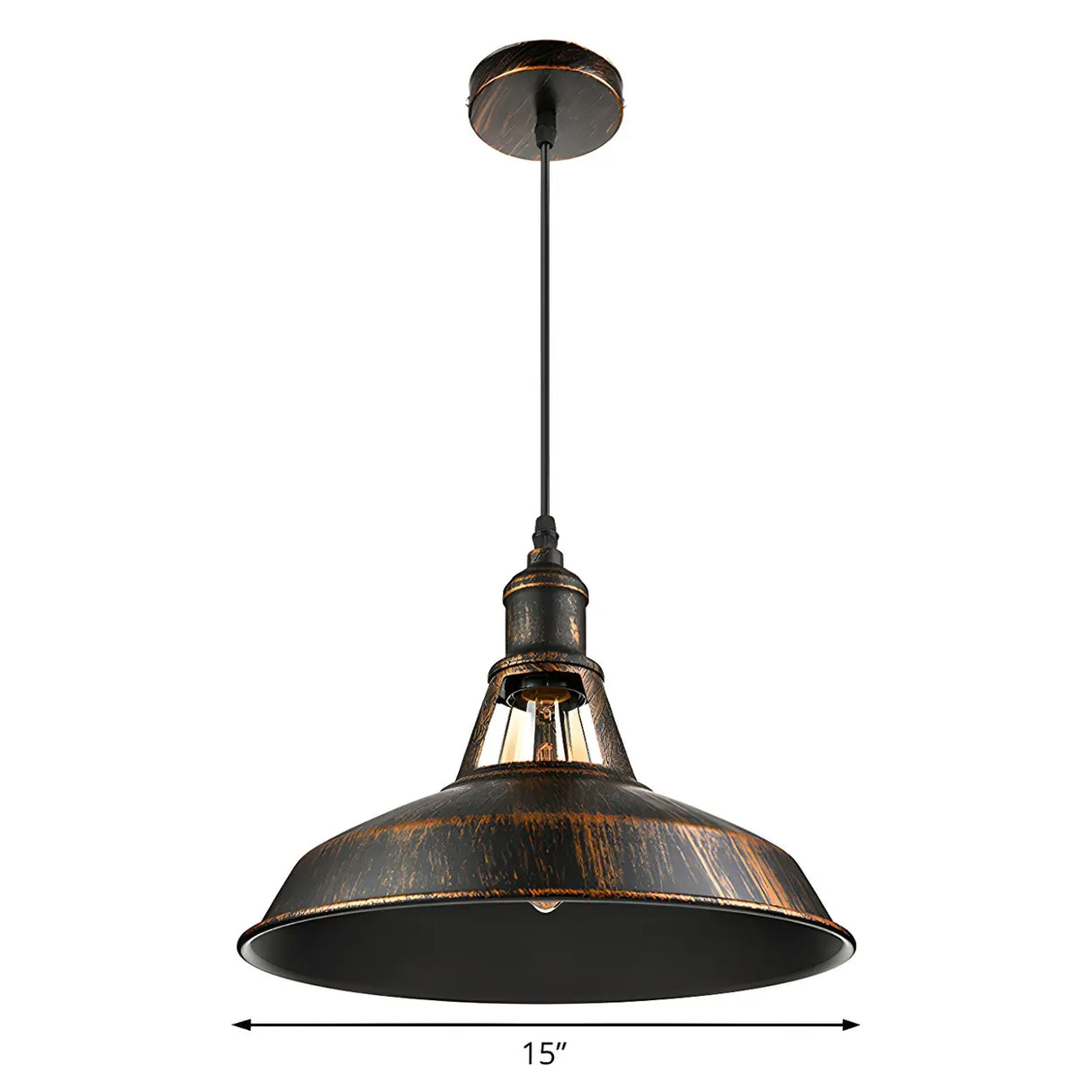 Industrial Aged Silver Rust Metal Barn Pendant Light Image - 12