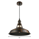 Industrial Aged Silver Rust Metal Barn Pendant Light Image - 12