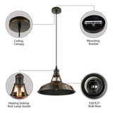 Industrial Aged Silver Rust Metal Barn Pendant Light Image - 9
