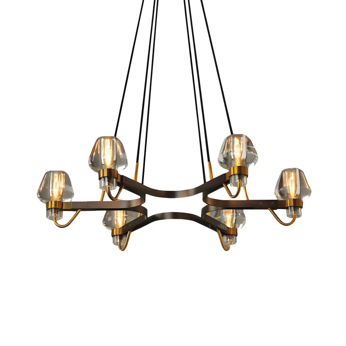 Industrial Antique Bronze Crystal Bud Pendant Chandelier Image - 3