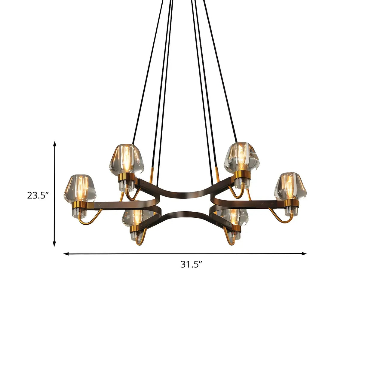 Industrial Antique Bronze Crystal Bud Pendant Chandelier 