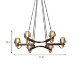Industrial Antique Bronze Crystal Bud Pendant Chandelier #size