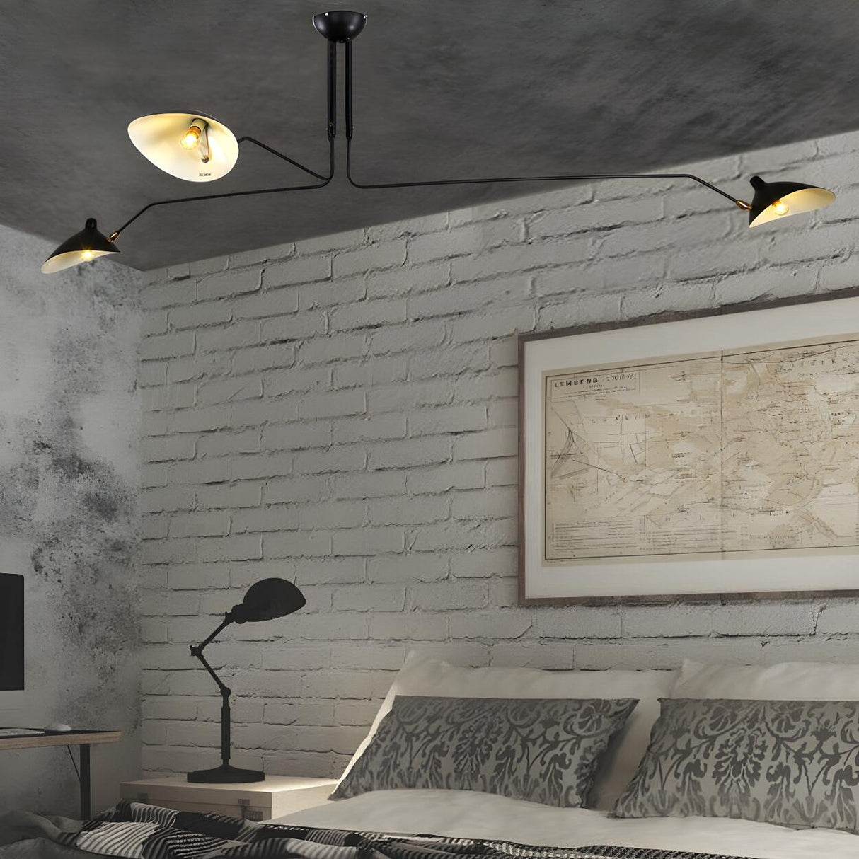 Industrial Asymmetrical Black Metal Dome Chandelier Image - 11