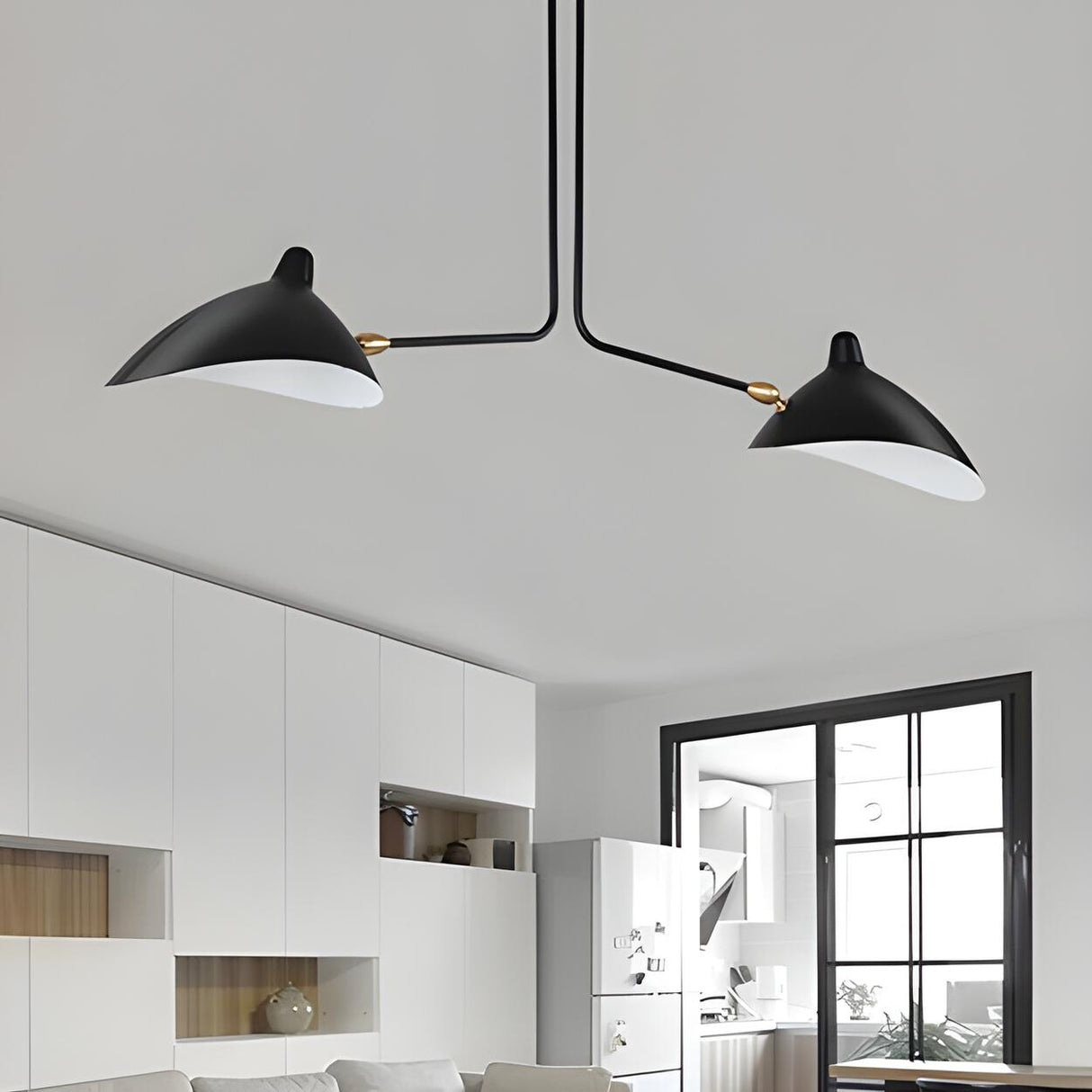 Industrial Asymmetrical Black Metal Dome Chandelier Image - 5