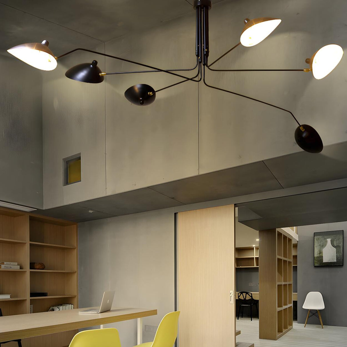 Industrial Asymmetrical Black Metal Dome Chandelier Image - 8