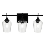 Industrial Black Clear Glass 3 Bulbs Wall Vanity Light Image - 1