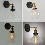 Industrial Black Geometric Clear Glass Wall Sconce Image - 11
