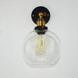 Industrial Black Geometric Clear Glass Wall Sconce Image - 12