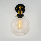 Industrial Black Geometric Clear Glass Wall Sconce Image - 13