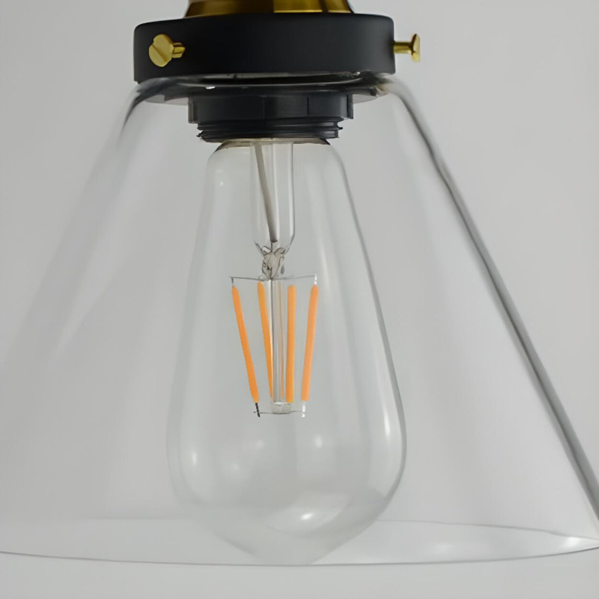 Industrial Black Geometric Clear Glass Wall Sconce Image - 15