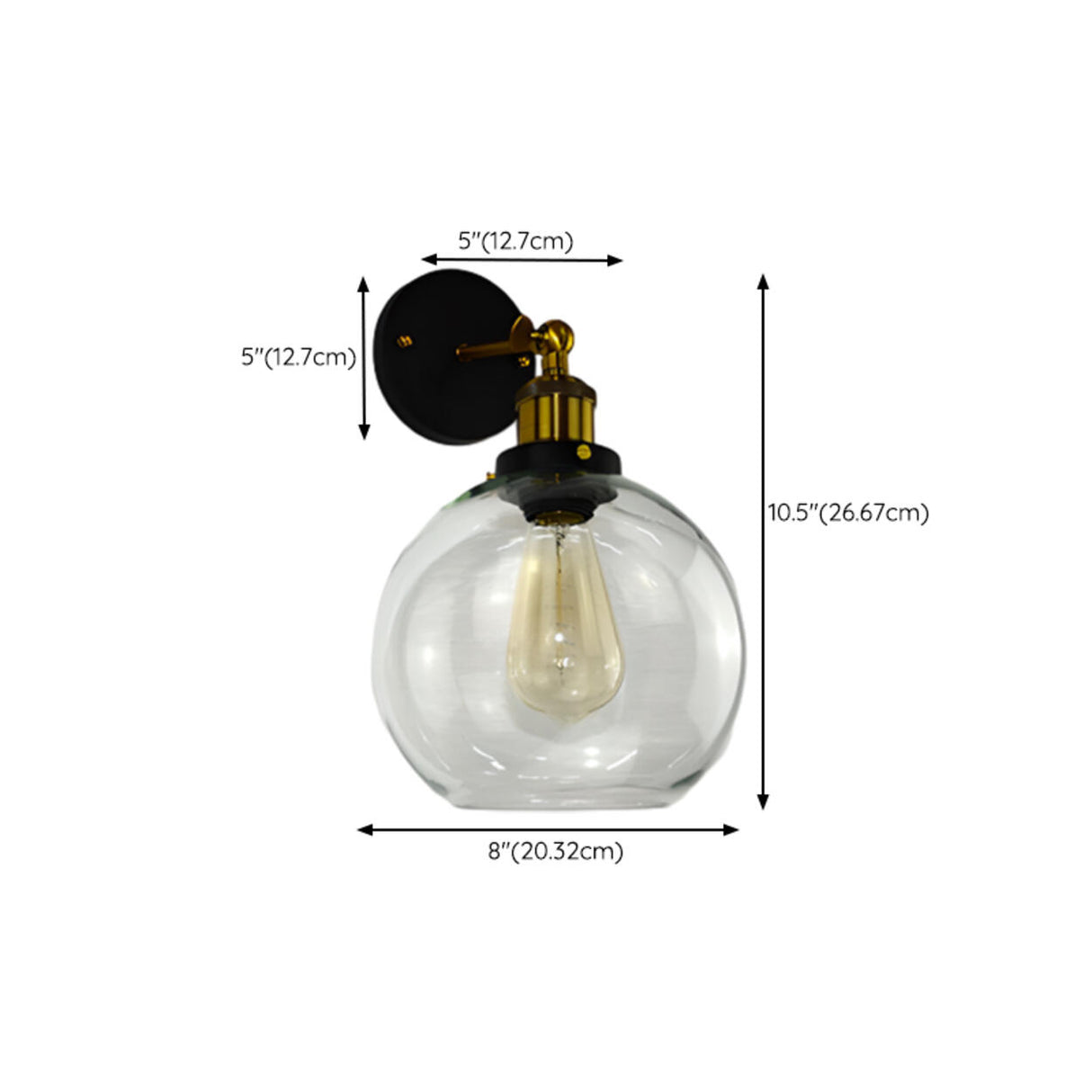 Industrial Black Geometric Clear Glass Wall Sconce Image - 18