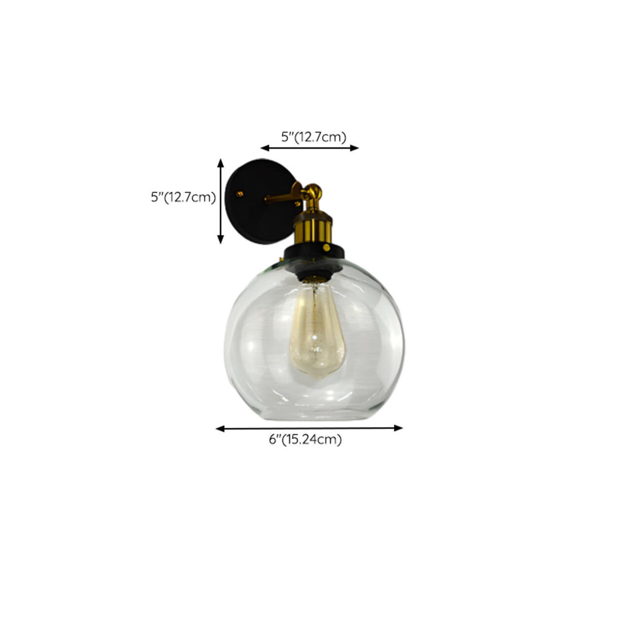 Industrial Black Geometric Clear Glass Wall Sconce Image - 19