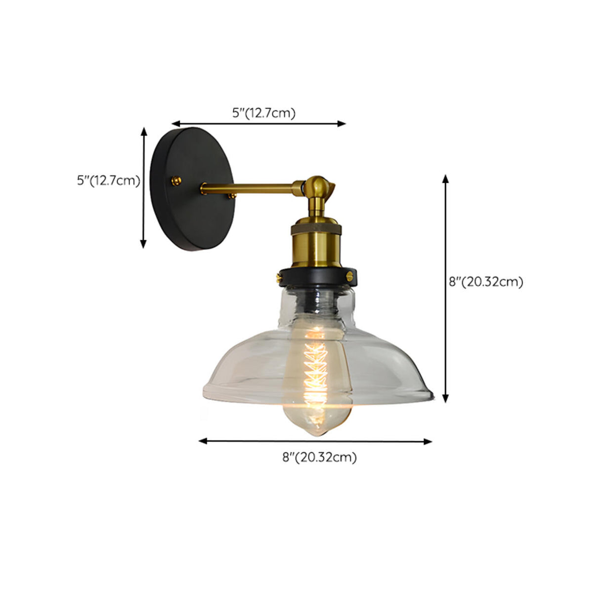 Industrial Black Geometric Clear Glass Wall Sconce Image - 20
