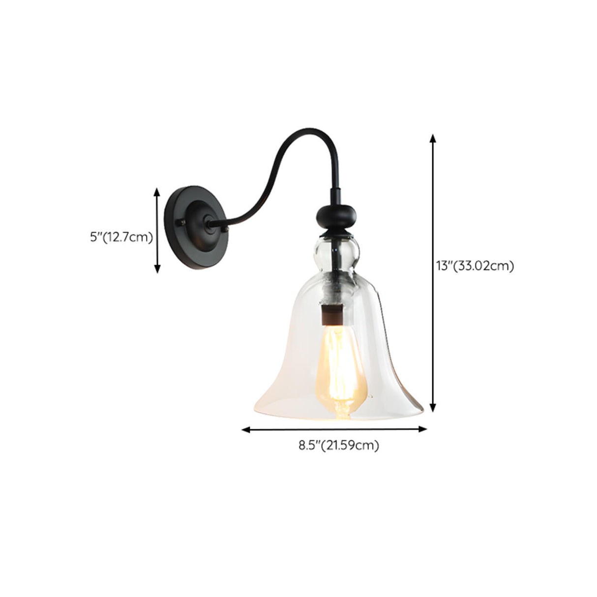 Industrial Black Geometric Clear Glass Wall Sconce Image - 21