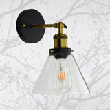 Industrial Black Geometric Clear Glass Wall Sconce Image - 4