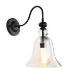 Industrial Black Geometric Clear Glass Wall Sconce Image - 5