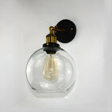 Industrial Black Geometric Clear Glass Wall Sconce Image - 6