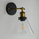 Industrial Black Geometric Clear Glass Wall Sconce Image - 7