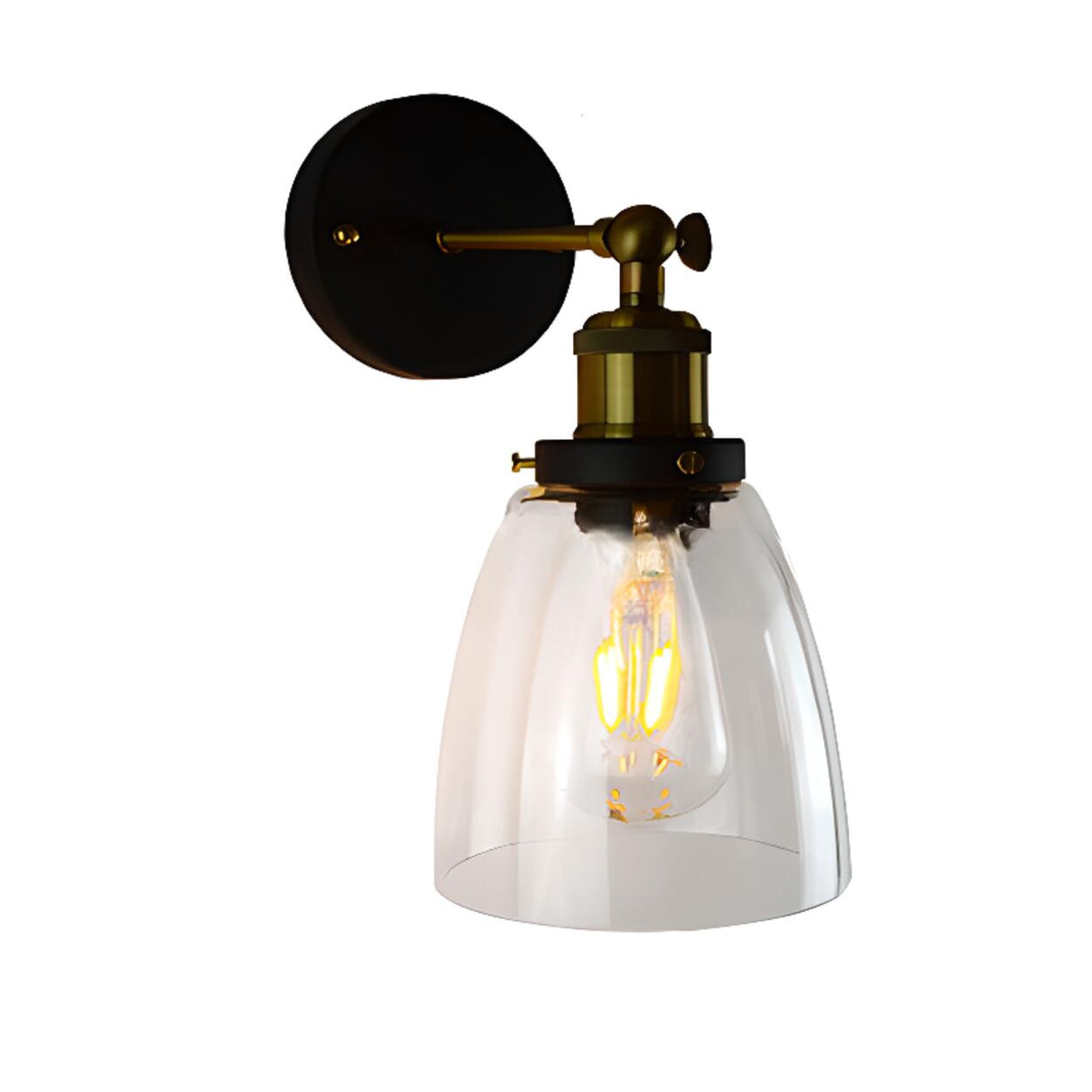 Industrial Black Geometric Clear Glass Wall Sconce Image - 9