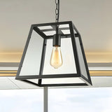 Industrial Black Glass Trapezoid-Shaped Pendant Light Image - 2