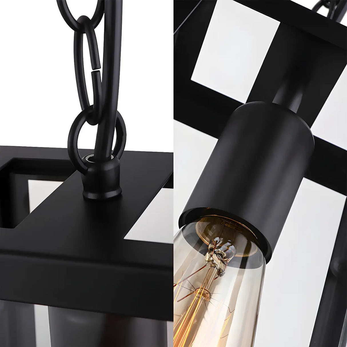 Industrial Black Glass Trapezoid-Shaped Pendant Light Image - 9