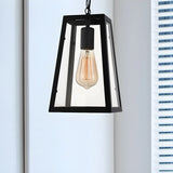 Industrial Black Glass Trapezoid-Shaped Pendant Light Image - 10