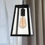 Industrial Black Glass Trapezoid-Shaped Pendant Light Image - 11