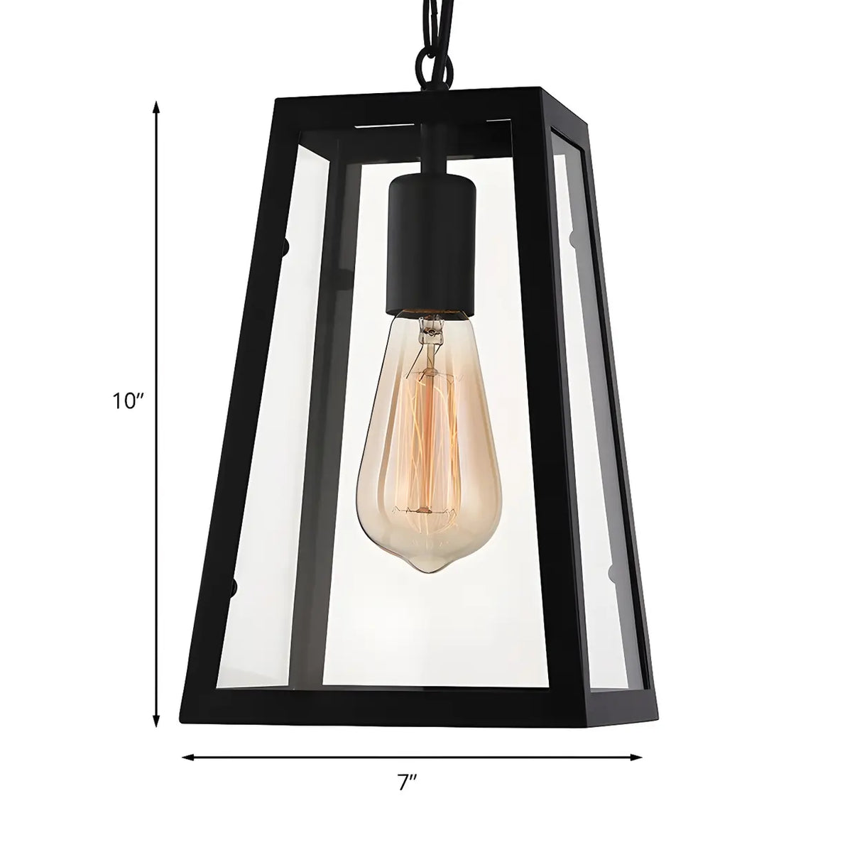 Industrial Black Glass Trapezoid-Shaped Pendant Light 