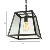 Industrial Black Glass Trapezoid-Shaped Pendant Light Image - 13