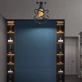 Industrial Black Globe Semi-Flush Mount Ceiling Light Image - 1