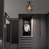 Industrial Black Globe Semi-Flush Mount Ceiling Light Image - 3