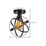 Industrial Black Globe Semi-Flush Mount Ceiling Light #size