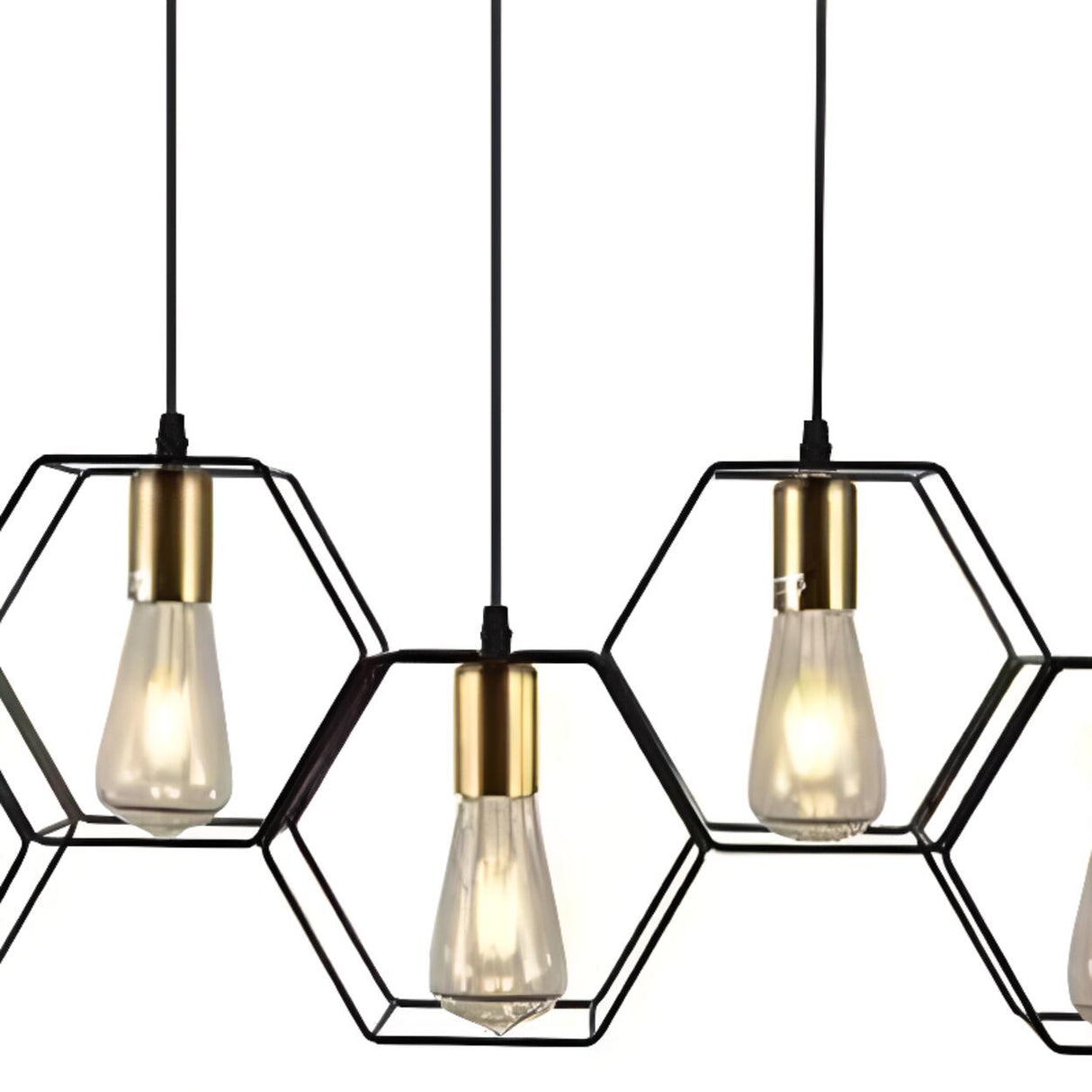 Industrial Black Honeycomb Island Pendant Light Image - 11