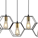Industrial Black Honeycomb Island Pendant Light Image - 11