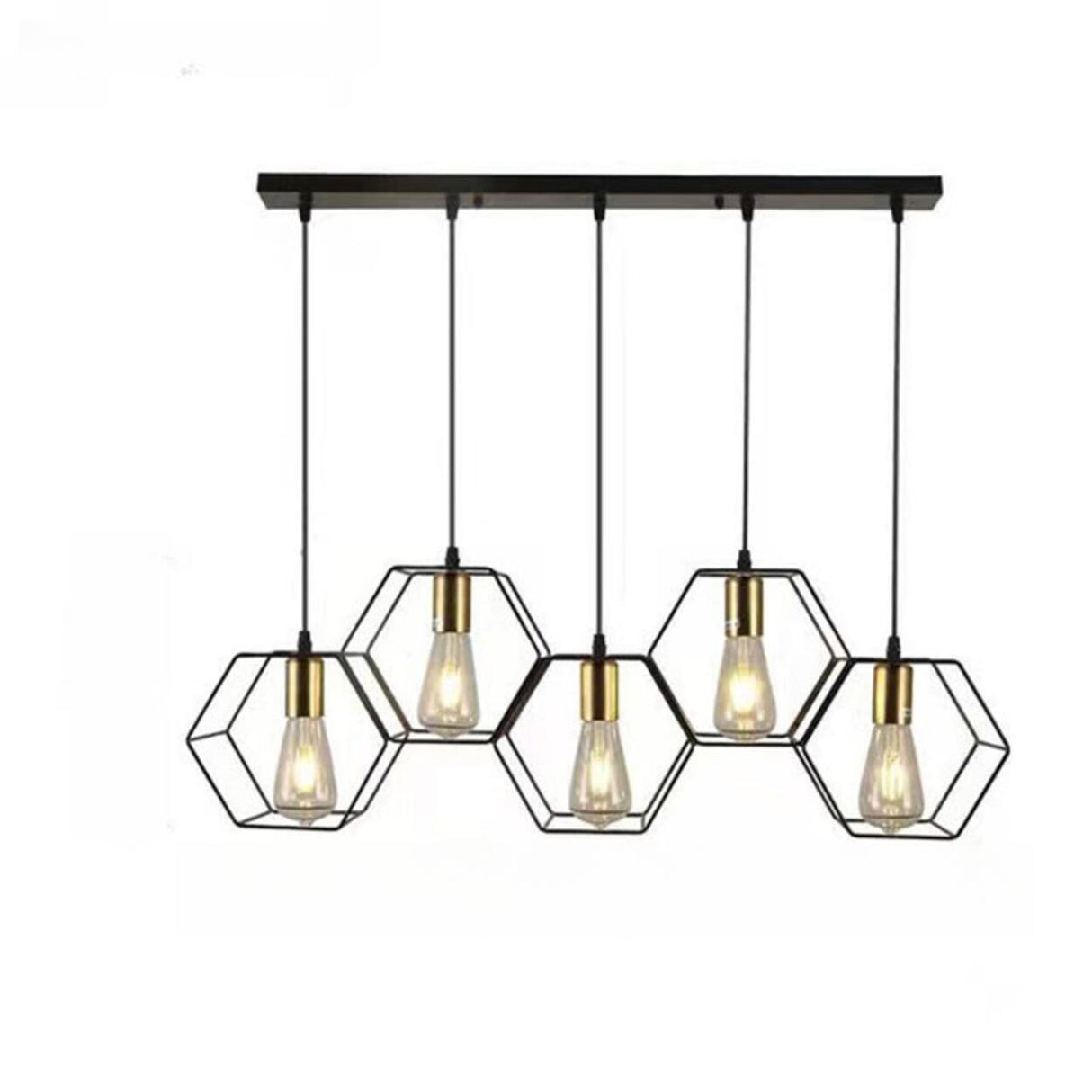 Industrial Black Honeycomb Island Pendant Light Image - 5