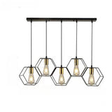 Industrial Black Honeycomb Island Pendant Light Image - 5