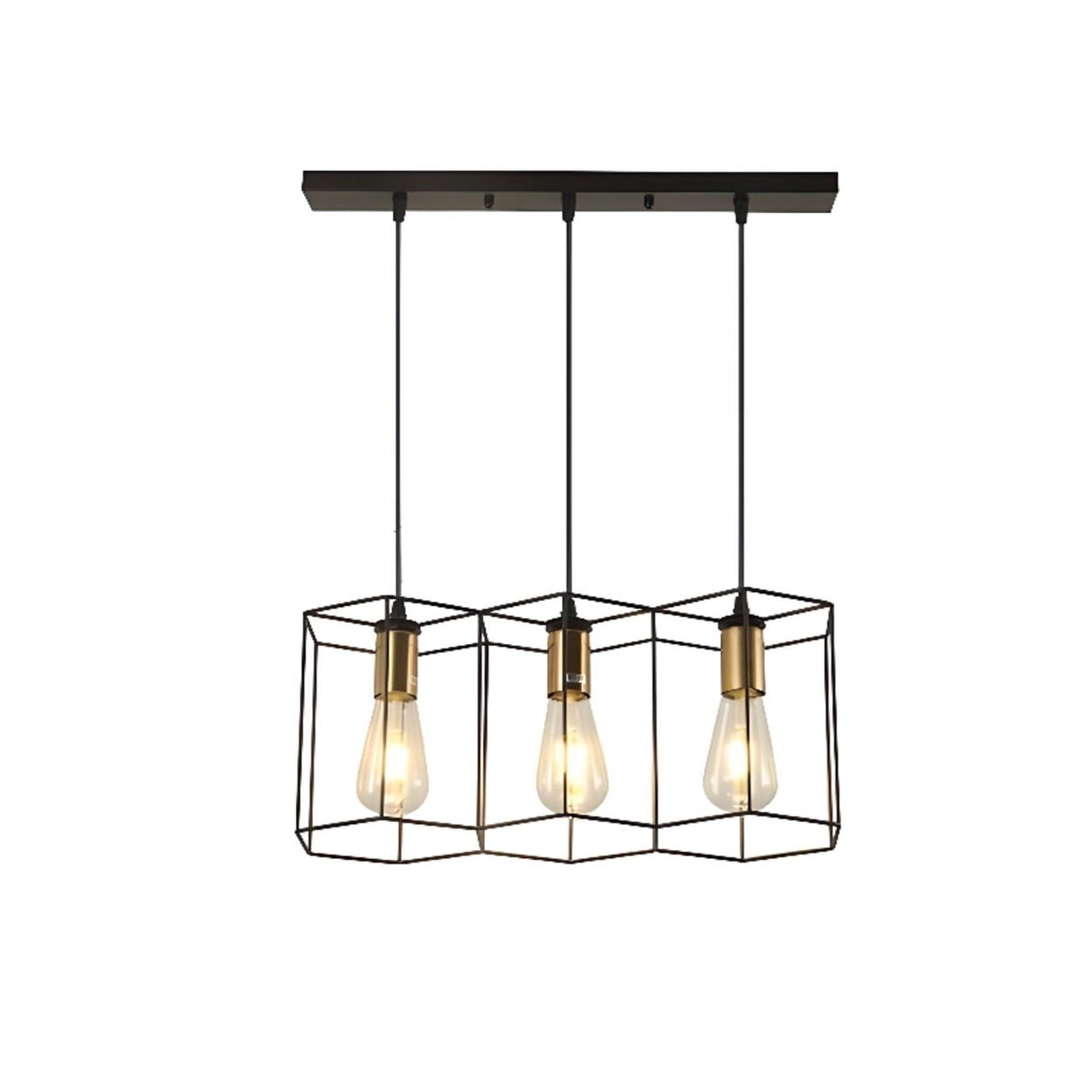 Industrial Black Honeycomb Island Pendant Light Image - 7