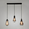 Industrial Black Metal Cage Edison Bulbs Pendant Light Set Image - 3