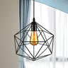 Industrial Black Metal Geometric Cage Pendant Light Image - 1