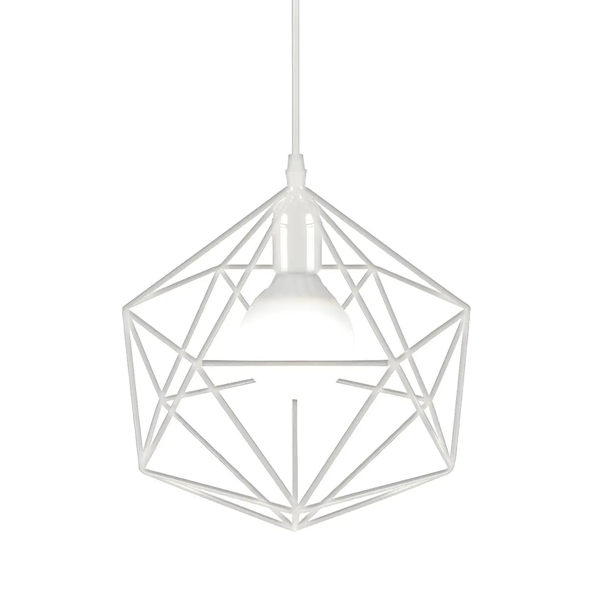 Industrial Black Metal Geometric Cage Pendant Light Image - 8