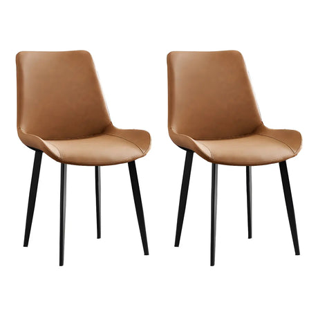 Industrial Black Metal Leg Leather Dining Arm Chair Image - 2