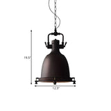 Industrial Black Metal Pot Shape Hanging Pendant Light #size