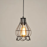 Industrial Black Metal Wire Caged Cord Pendant Light Image - 7