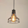 Industrial Black Metal Wire Caged Cord Pendant Light Image - 9